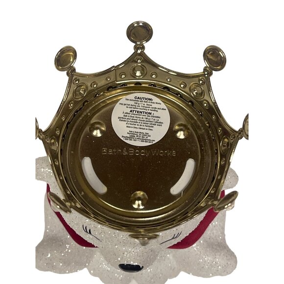 Bath & Body Works Christmas Holiday Polar Bear Ceramic Candle Holder Crown Cape - Picture 6 of 9